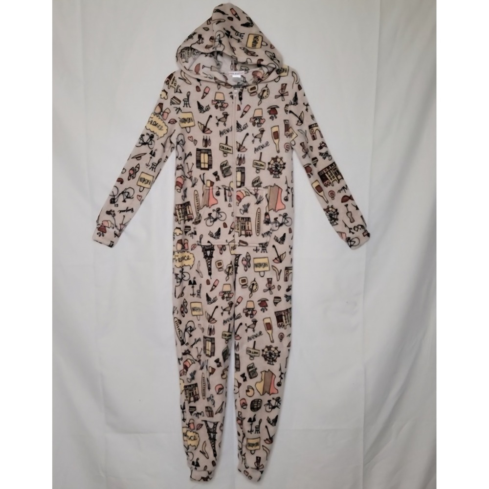 Em & Alfie Paris Fleece Hooded Onesie Pajamas‎ ...French Print